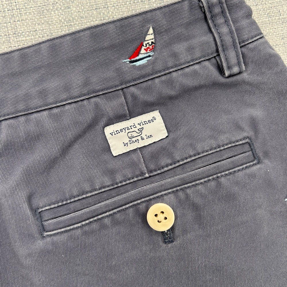 Vineyard Vines Sailboat Embroidered Shorts Men 30 Gray/Blue Nautical Preppy - Picture 5 of 9